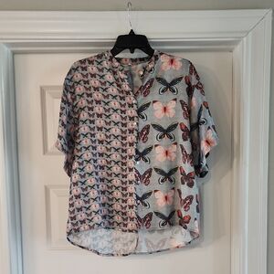 SHEIN Multicolor Butterfly Print Blouse